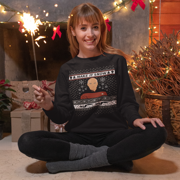 Star Trek The Next Generation Make It Snow Fleece Crewneck